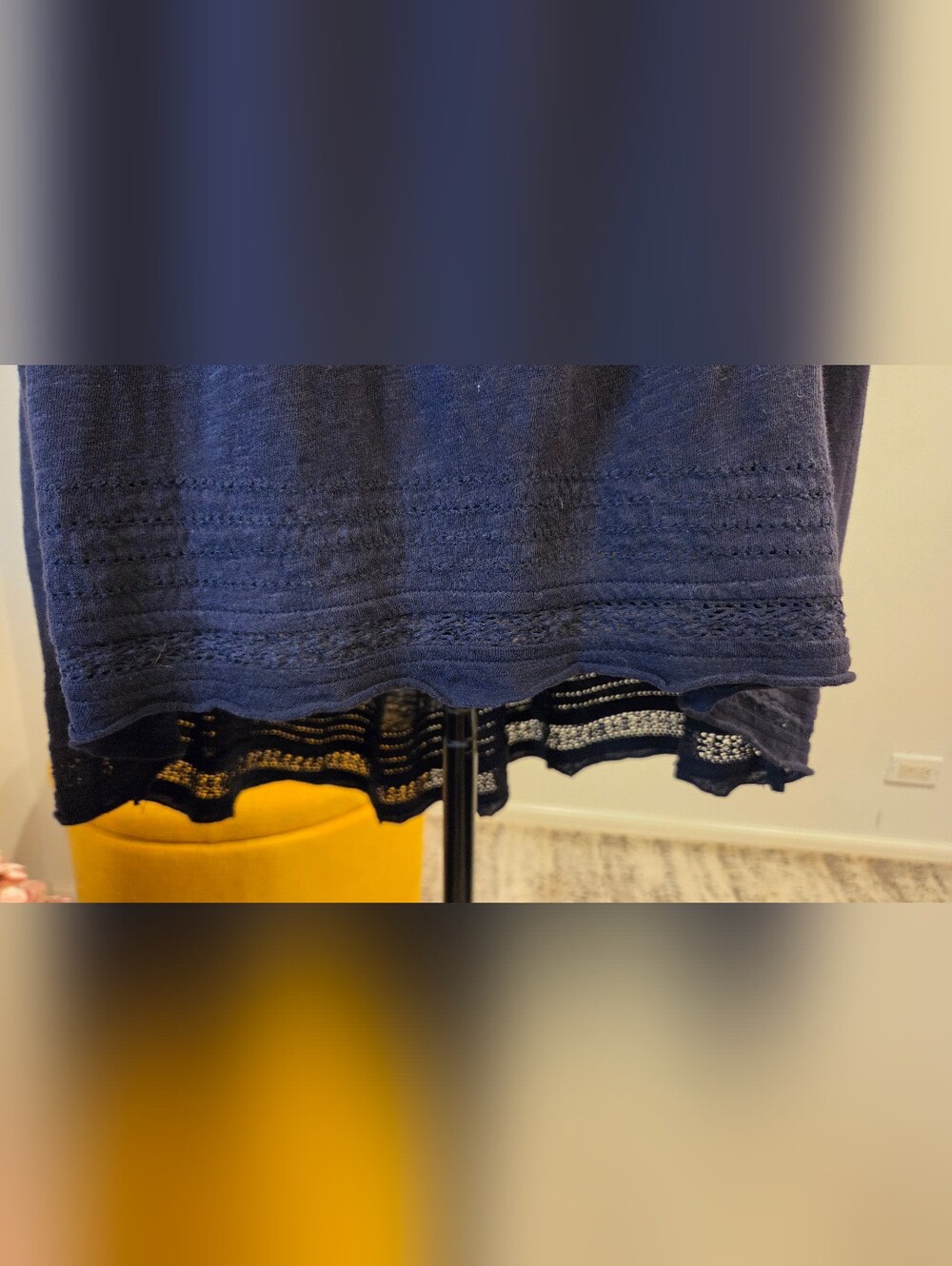 Free People Navy Blue  Cold-Shoulder Embroidered Top, Size S. - Picture 10 of 16